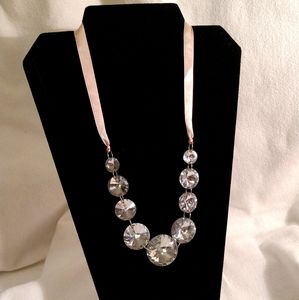 Crystal and Ribbon Necklace